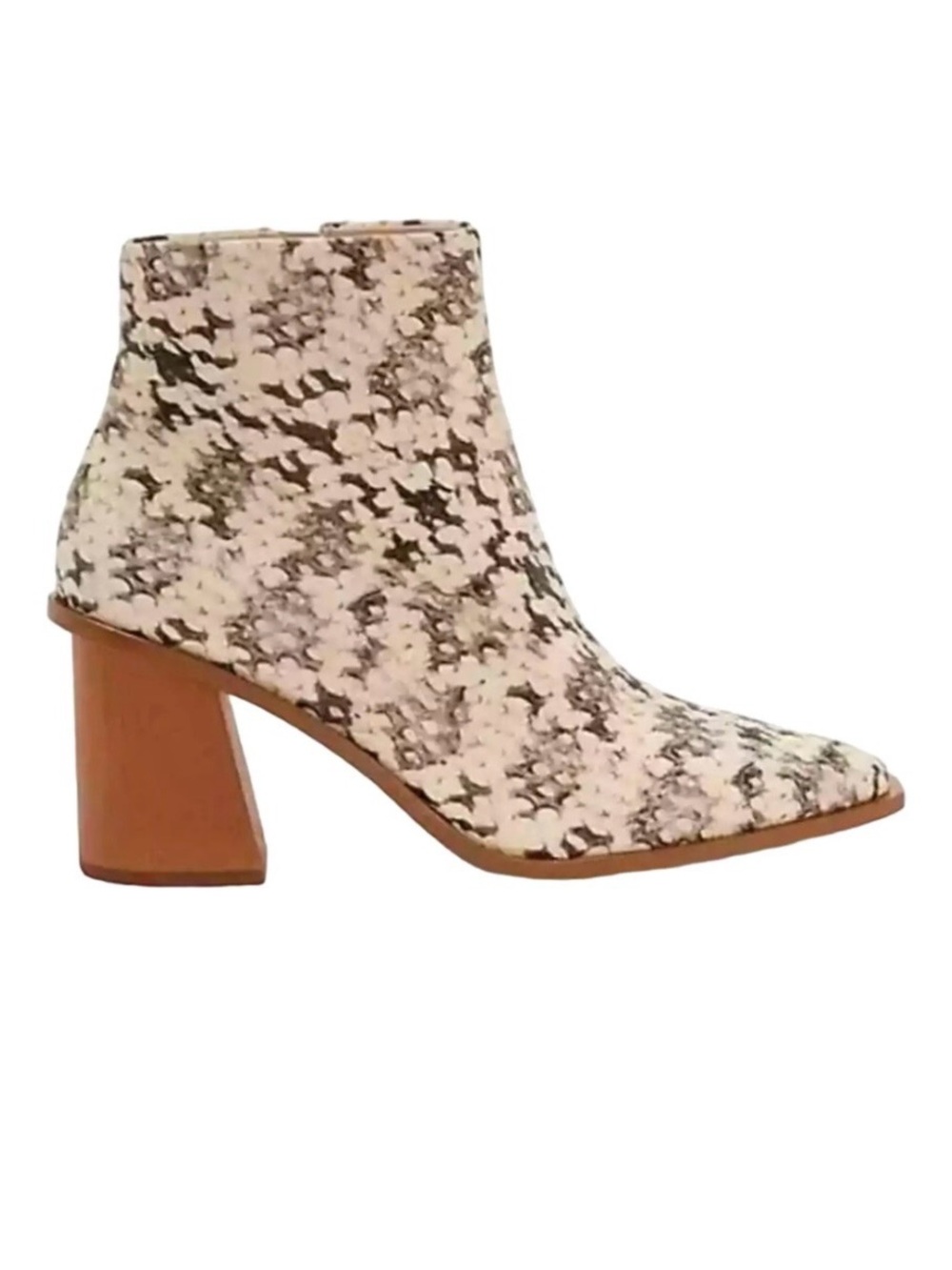 1. STATE Neutral Roccia Snake Print Kelte Pointed Toe Block Heel Boot Size 7.5